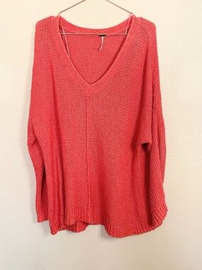 Free People Coral Slouchy Knit Sweater Small Boho Cozy